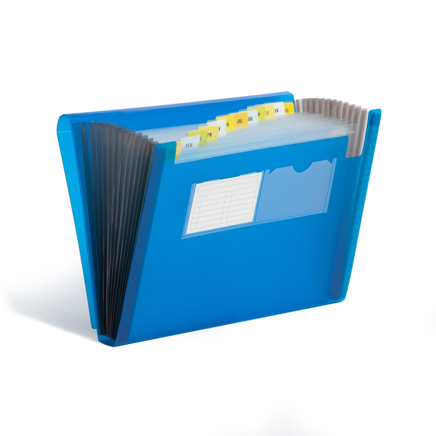 slide 1 of 4, SMEAD 13 Pocket Poly, Letter Size, Assortment, Light Blue/Red, 1 ct