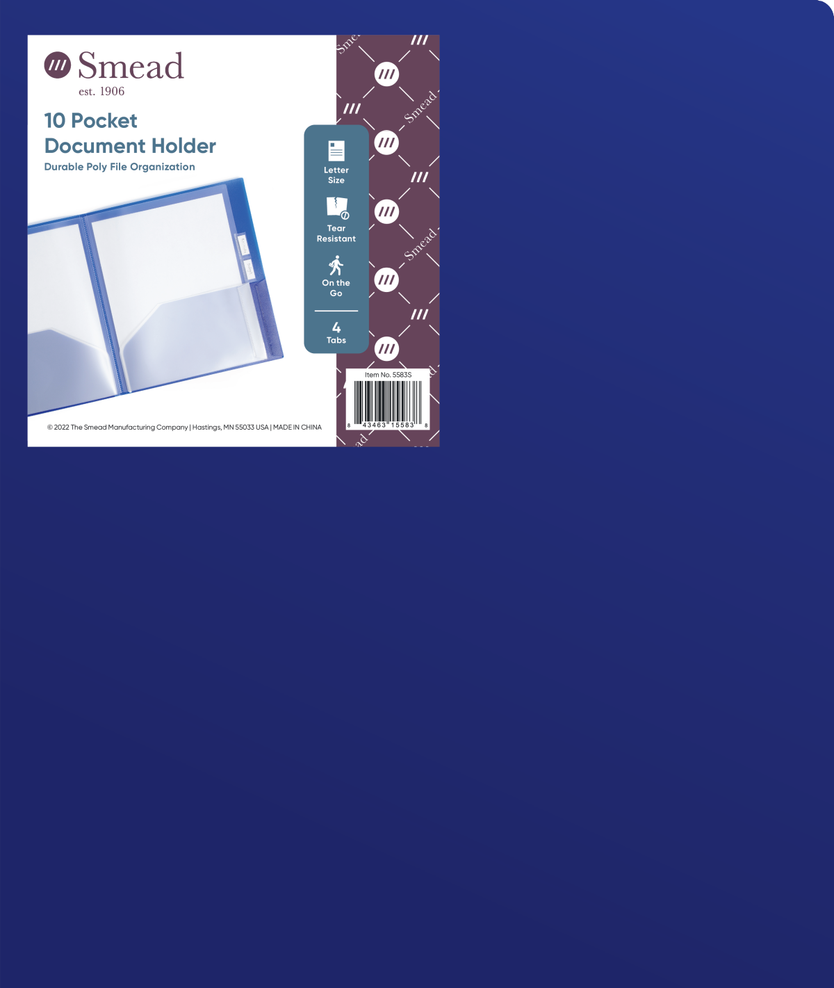 slide 1 of 9, SMEAD 10 Pocket Subject Poly File, Blue, 1 ct