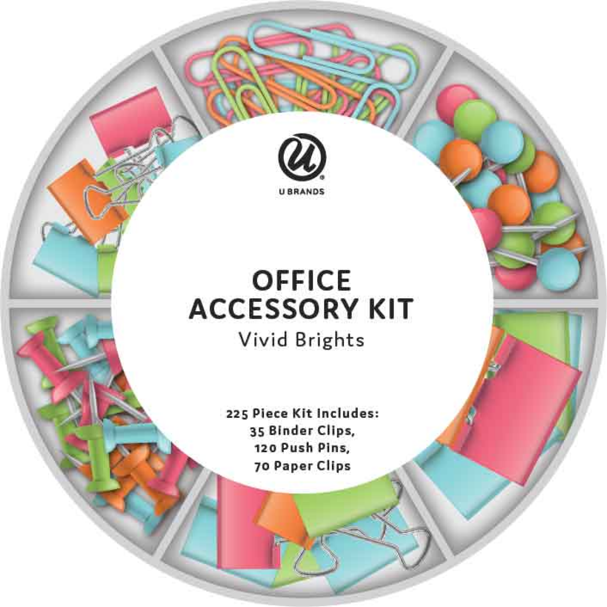 slide 1 of 1, U Brands Round Office Accessory Set - Bright Colors, 225 ct
