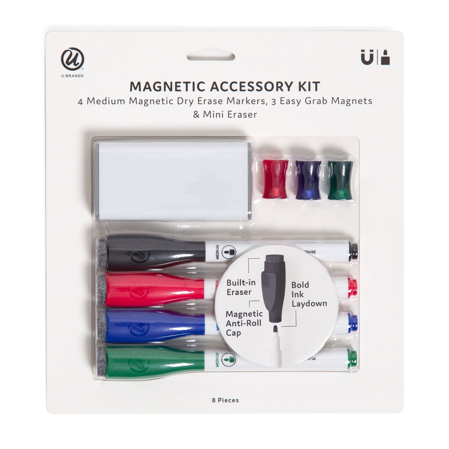 slide 1 of 3, U Brands Magnetic Accessory Kit, Set of 8, Assorted Colors, 8 ct