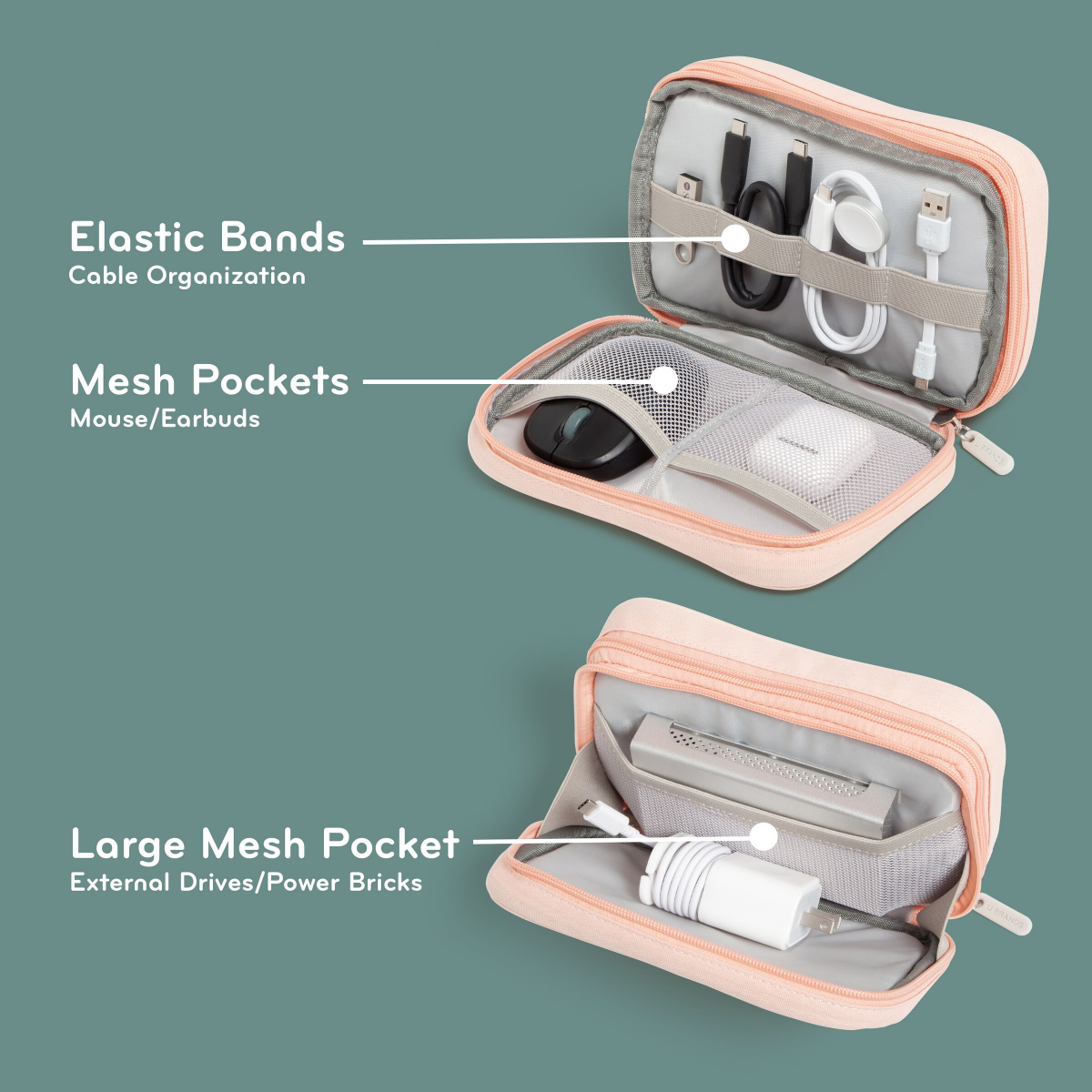 slide 2 of 4, U Brands 7.8"x5" Canvas Tech Organizer Dusty Rose, 1 ct