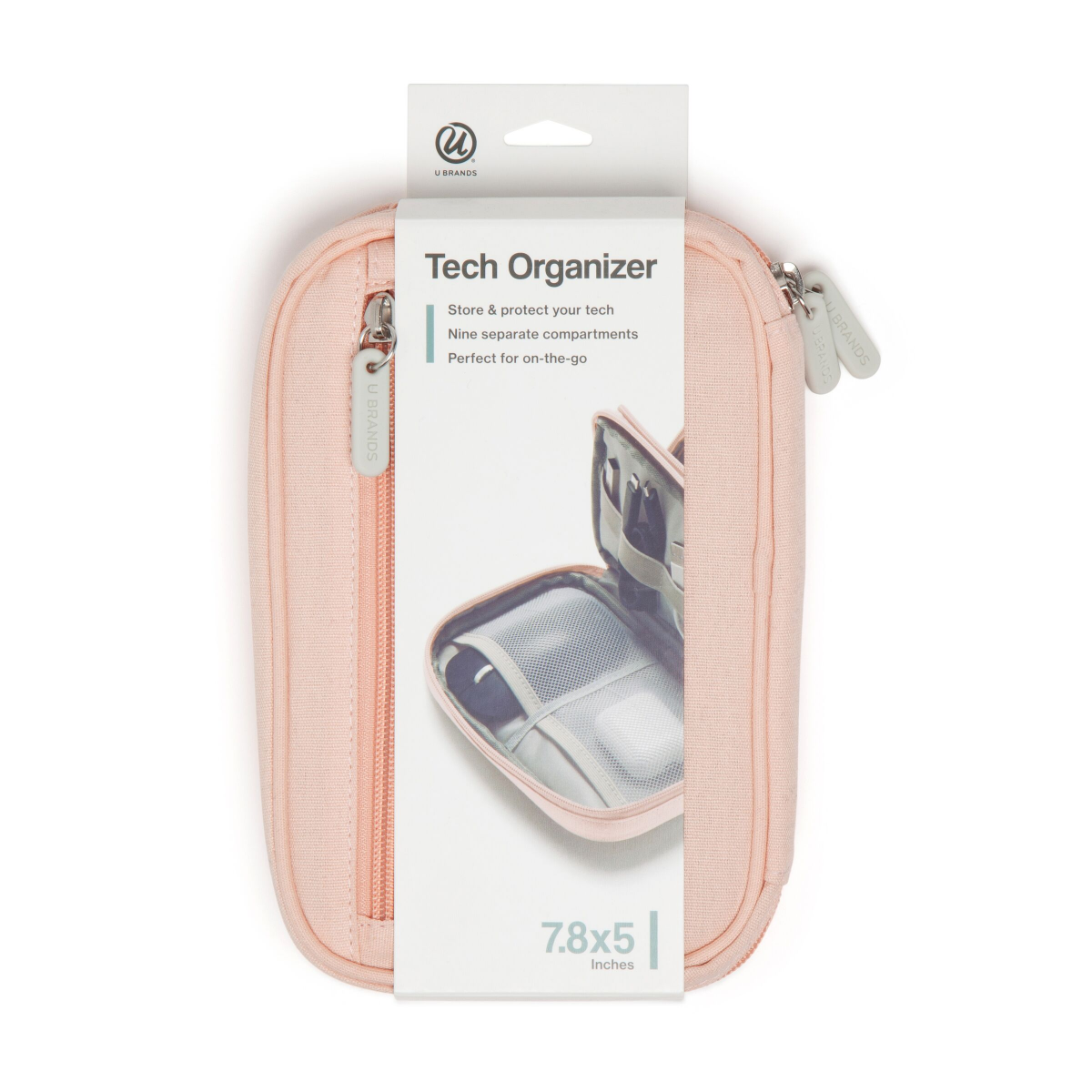 slide 1 of 4, U Brands 7.8"x5" Canvas Tech Organizer Dusty Rose, 1 ct