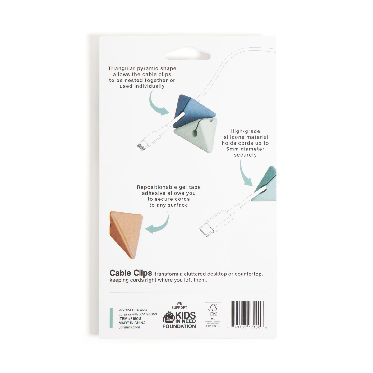 slide 4 of 4, UBrands 4ct Adhesive Cord Pyramids - Tech Classics, 4 ct