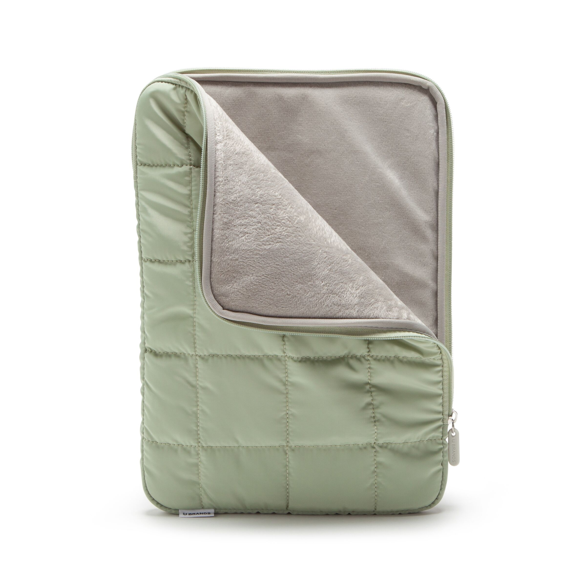slide 3 of 4, U Brands Large Nylon Puffer Zipping Laptop Sleeve Case, 10.5" x 15", Matcha, 10.5 in
