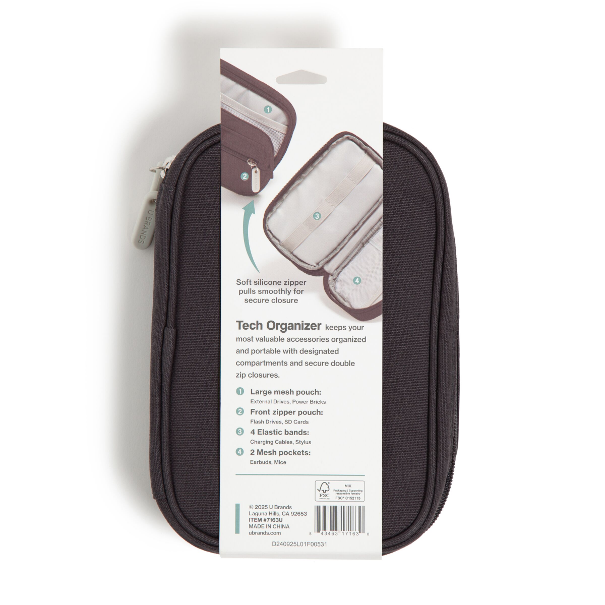 slide 2 of 4, U Brands Dual Zip Canvas Tech Pouch, 7.8" x 5", Slate, 1 ct