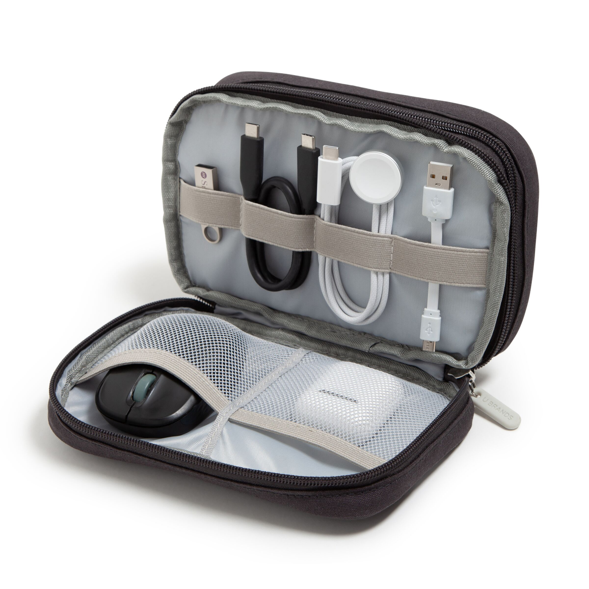 slide 3 of 4, U Brands Dual Zip Canvas Tech Pouch, 7.8" x 5", Slate, 1 ct