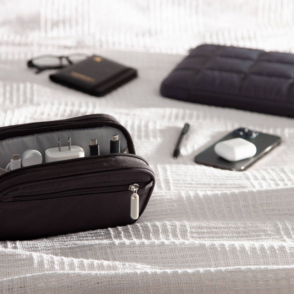 slide 4 of 4, U Brands Dual Zip Canvas Tech Pouch, 7.8" x 5", Slate, 1 ct