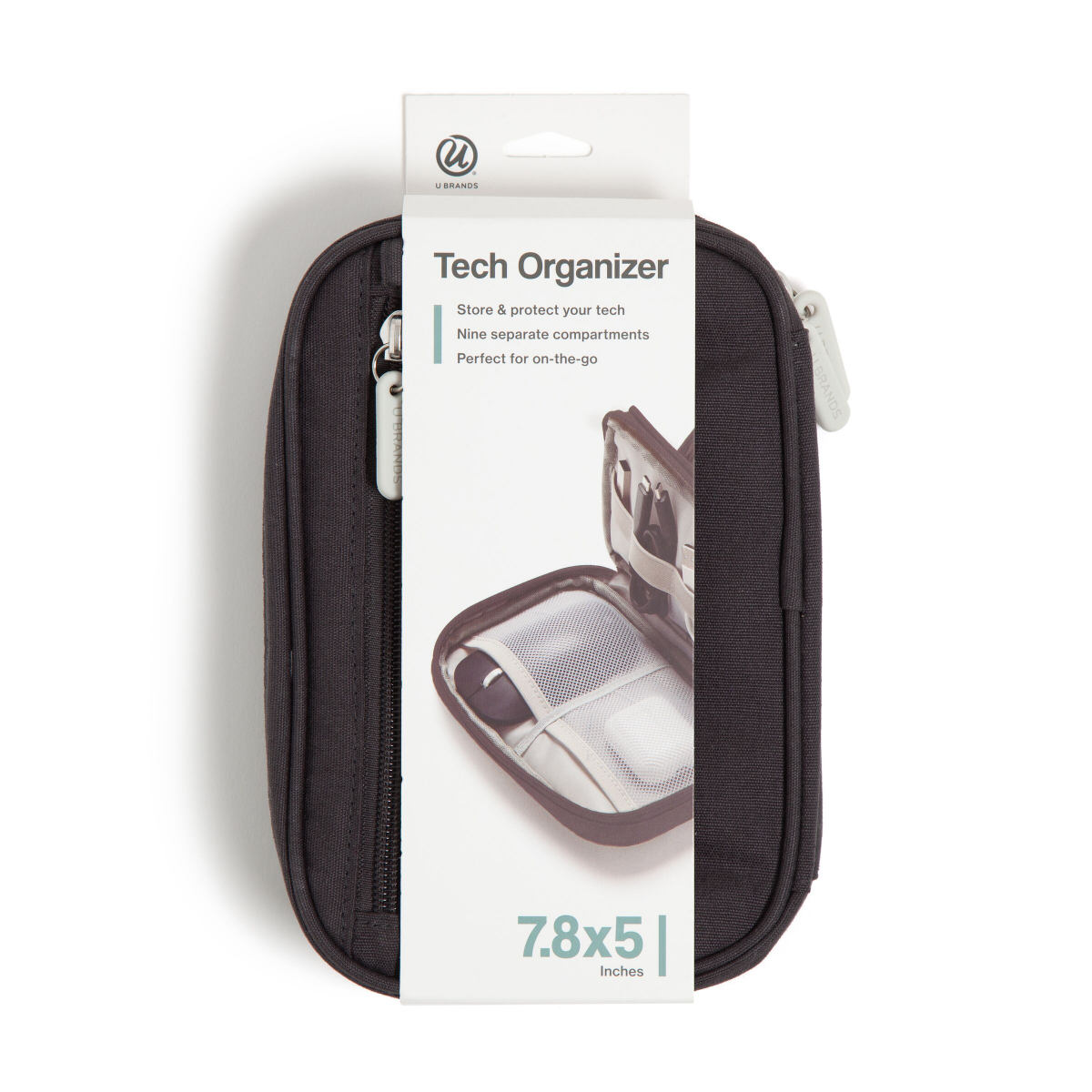 slide 1 of 4, U Brands Dual Zip Canvas Tech Pouch, 7.8" x 5", Slate, 1 ct