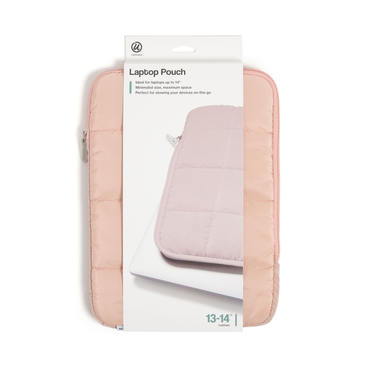 slide 1 of 4, U Brands Medium Nylon Puffer Zipping Laptop Sleeve Case, 9.75" x 13.5", Dusty Rose, 1 ct