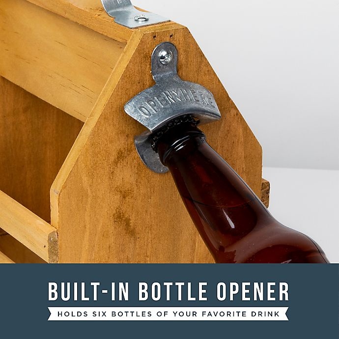 slide 3 of 3, Polished Bottle Caddy with Opener - Brown, 1 ct