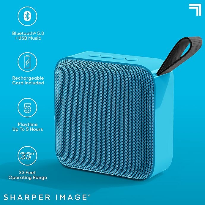 slide 5 of 10, Sharper Image Square Bluetooth Speaker - Neon Blue, 3 in