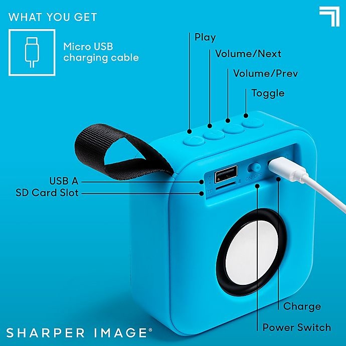 slide 6 of 10, Sharper Image Square Bluetooth Speaker - Neon Blue, 3 in