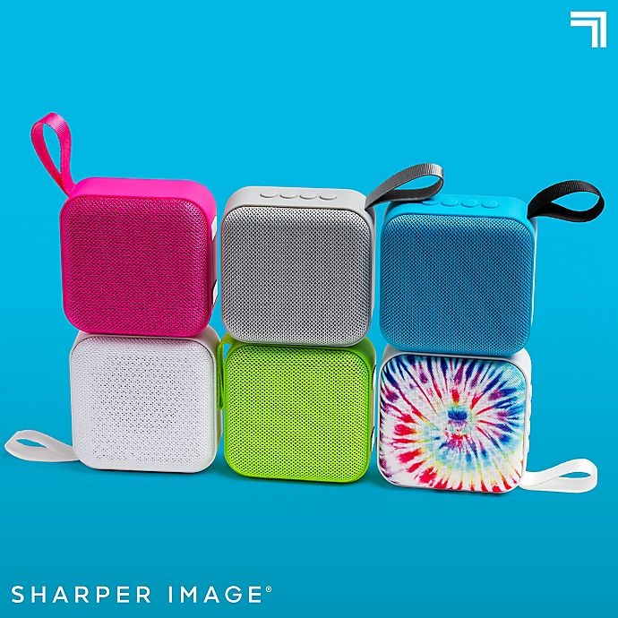 slide 7 of 10, Sharper Image Square Bluetooth Speaker - Neon Blue, 3 in