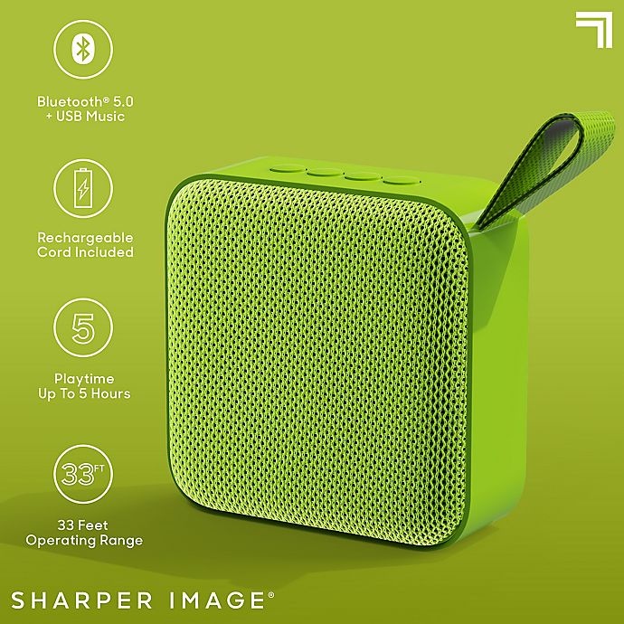 slide 3 of 10, Sharper Image Square Bluetooth Speaker - Neon Green, 3 in