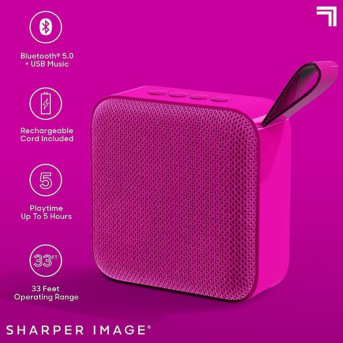 slide 3 of 10, Sharper Image Square Bluetooth Speaker - Neon Pink, 3 in