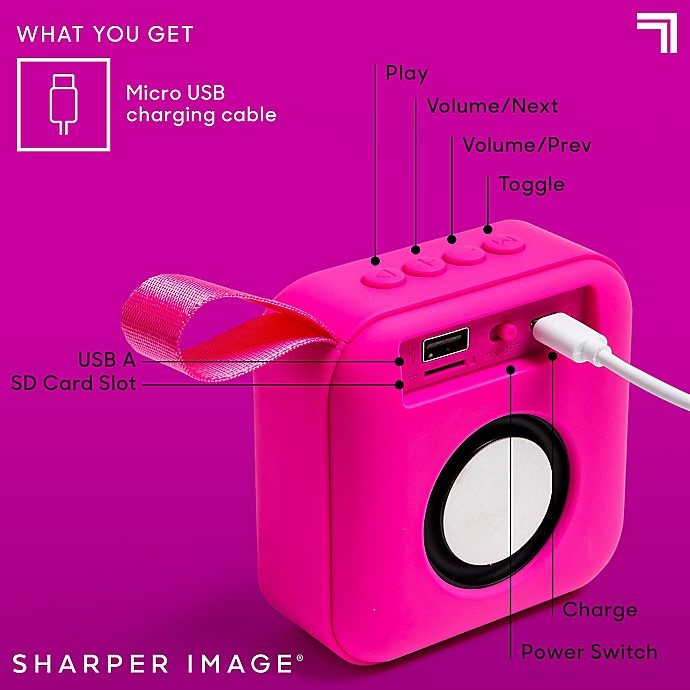 slide 4 of 10, Sharper Image Square Bluetooth Speaker - Neon Pink, 3 in