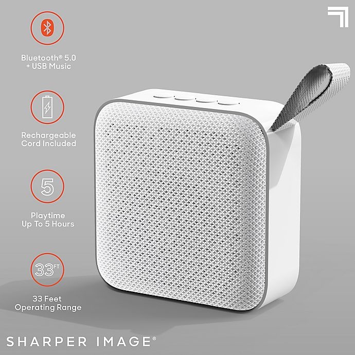slide 3 of 10, Sharper Image Square Bluetooth Speaker - White, 3 in