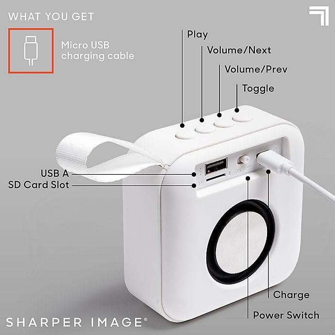 slide 4 of 10, Sharper Image Square Bluetooth Speaker - White, 3 in