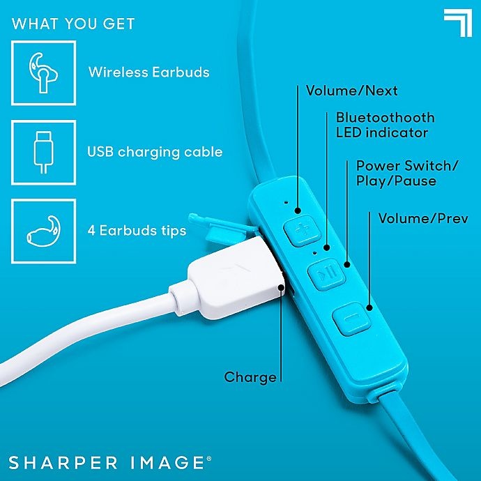 slide 6 of 10, Sharper Image The Sound Of Unity Wireless Earbuds - Neon Blue, 1 ct
