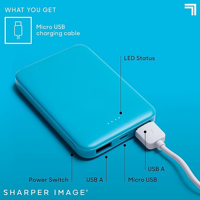 slide 4 of 10, Sharper Image Impulse 1014032 Power Bank Block - Neon Blue, 1 ct