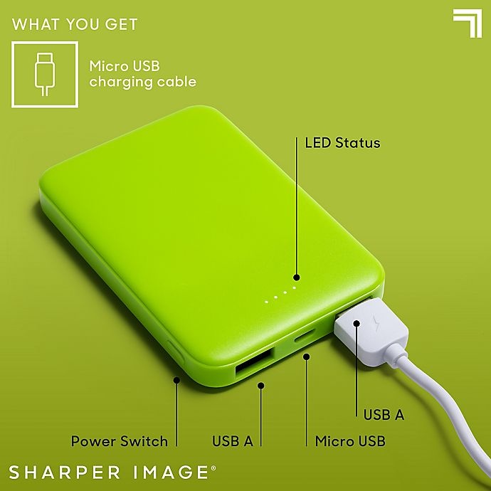 slide 4 of 10, Sharper Image Impulse 1014033 Power Bank Block - Neon Green, 1 ct