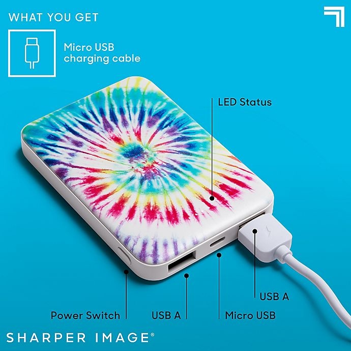 slide 4 of 10, Sharper Image Impulse 1014037 Power Bank Block - Tie Dye, 1 ct