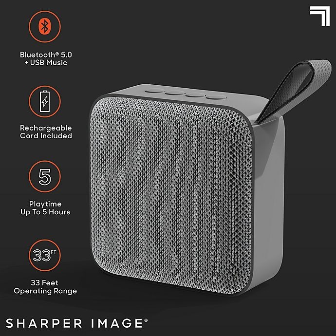 slide 4 of 9, Sharper Image Square Bluetooth Speaker - Grey, 3 in