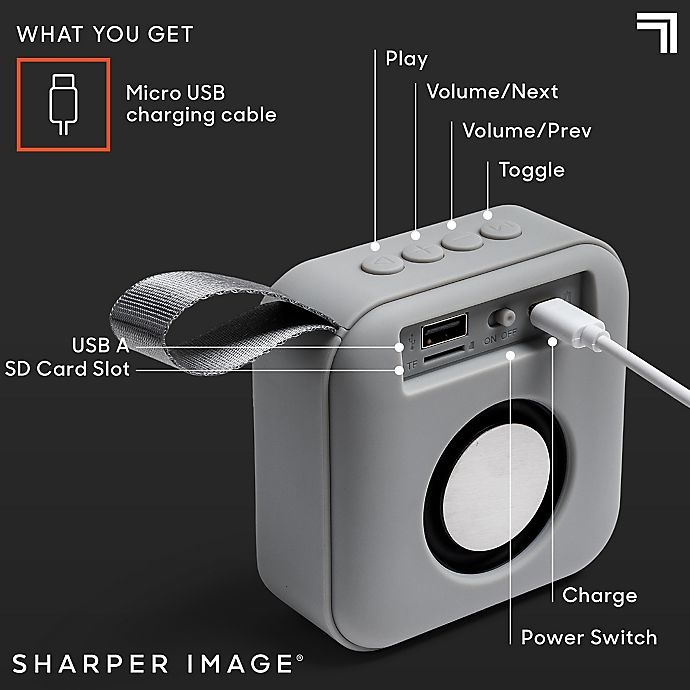 slide 5 of 9, Sharper Image Square Bluetooth Speaker - Grey, 3 in