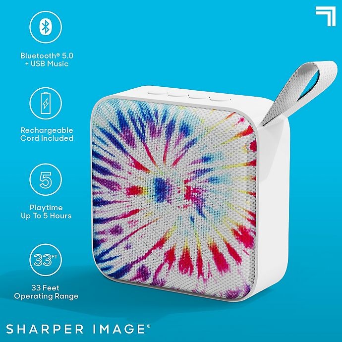 slide 3 of 10, Sharper Image Square Bluetooth Speaker - Tie-Dye, 3 in