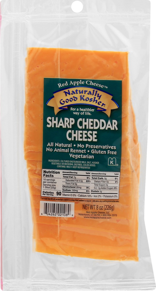 slide 5 of 12, Red Apple Cheese Naturally Good Kosher Cheese Slices 8 oz, 8 oz