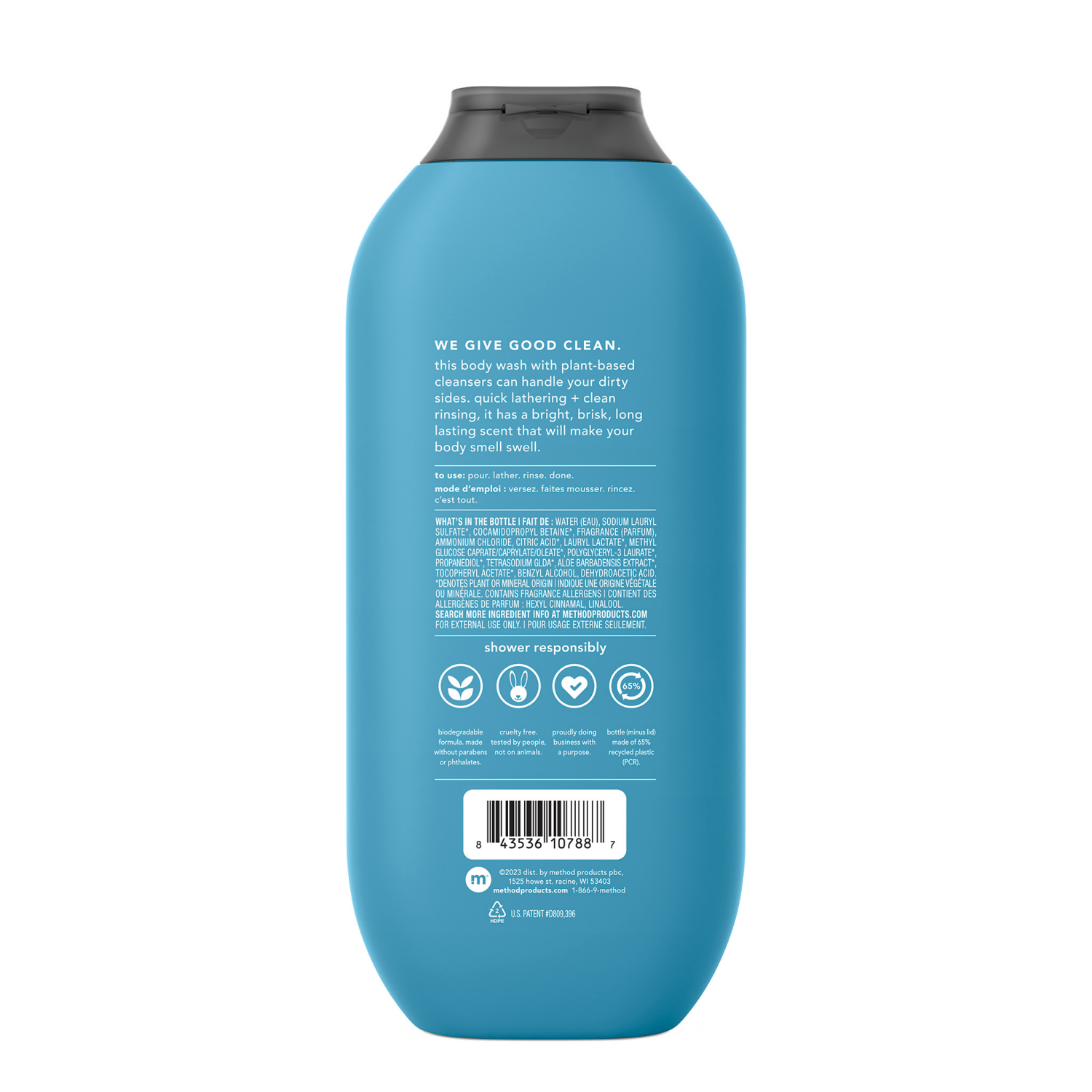 slide 2 of 2, method Glacier + Granite Body Wash 18 fl oz, 18 fl oz