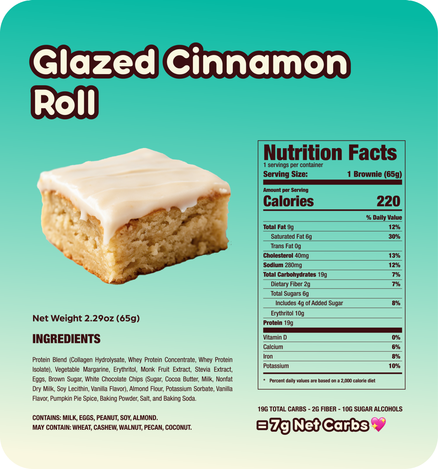 slide 2 of 2, Prime Bites Glazed Cinnamon Roll Brownie 4ct, 4 ct