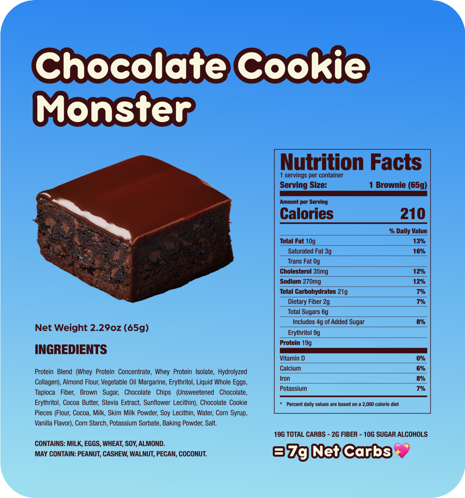 slide 2 of 2, Prime Bites Chocolate Cookie Monster Brownie 4ct, 4 ct