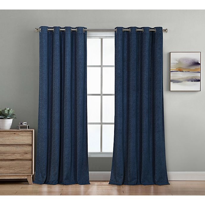 slide 1 of 1, Therapedic Baldwin Grommet 100% Blackout Window Curtain Panel - Indigo, 108 in