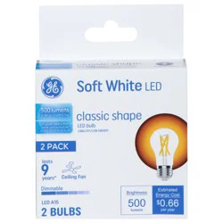 GE LED Soft White Classic Shape 2 Pack Light Bulbs 2 ea