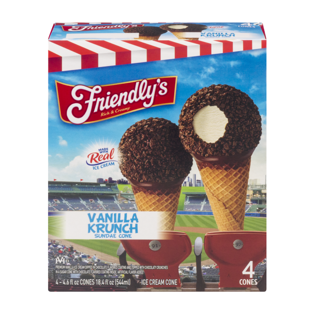 slide 1 of 1, Friendly's Vanilla Krunch Sundae Cone, 4 ct; 4.6 fl oz