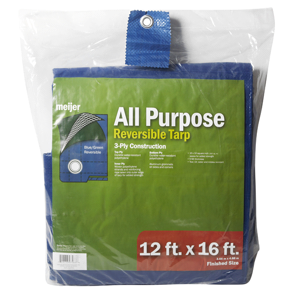 slide 1 of 1, Meijer All Purpose 12' x 16' Reversible Tarp, 12 ft x 6 ft