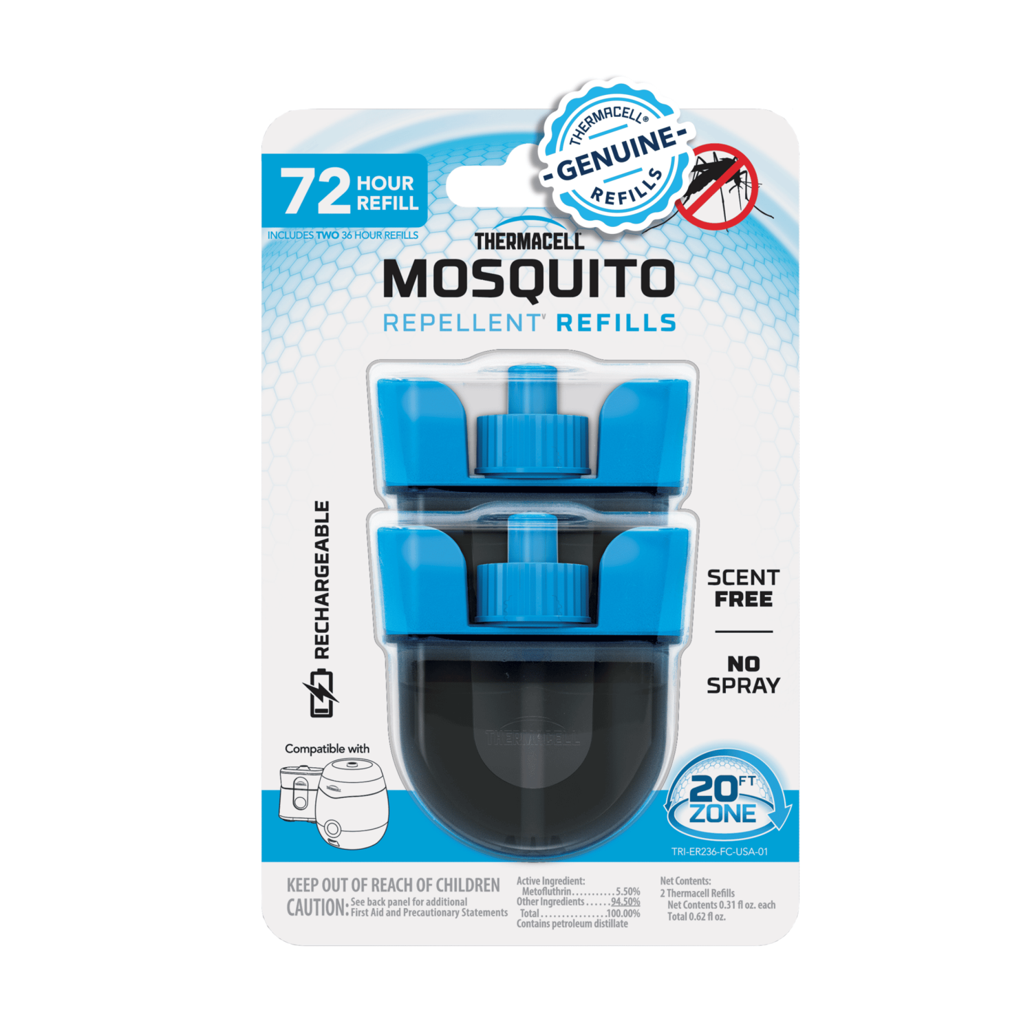 slide 1 of 7, Thermacell 20 ft Zone Scent Free Mosquito Repellent Refill 2 - 0.31 fl oz Each, 2 ct