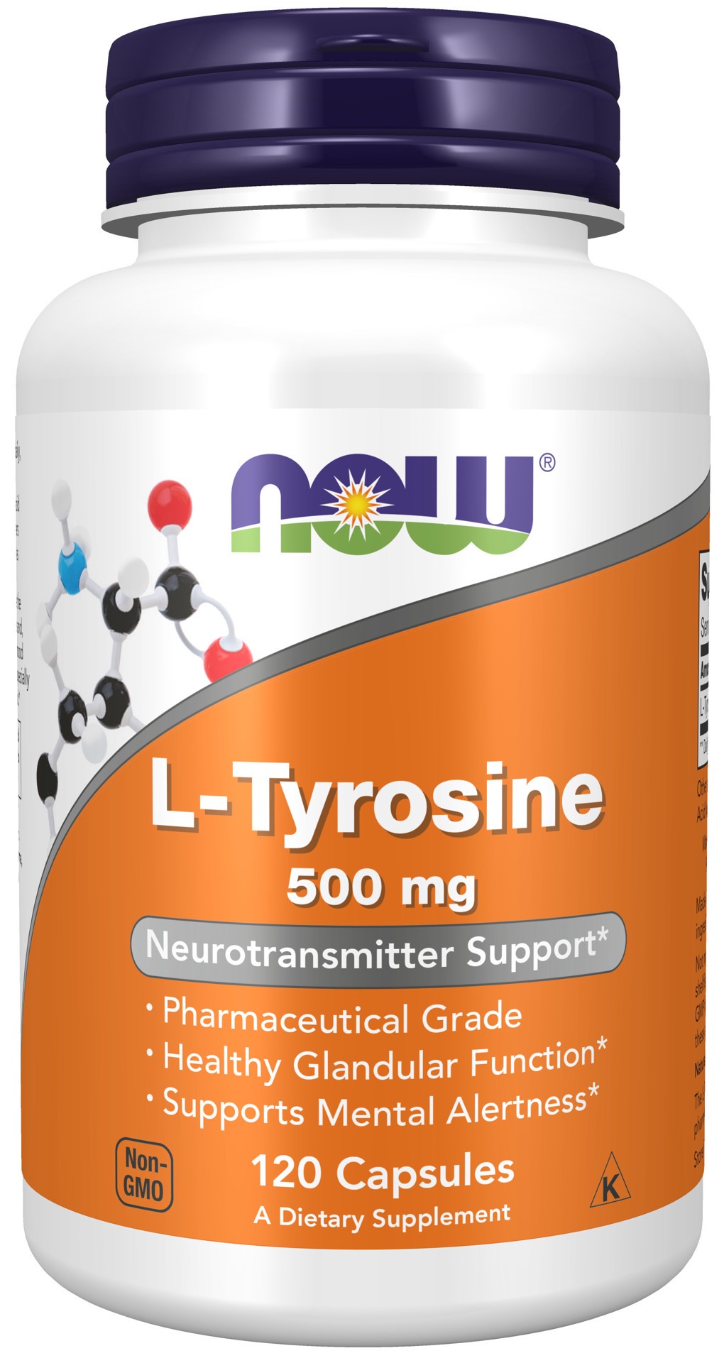 slide 1 of 4, NOW L-Tyrosine 500 mg - 120 Capsules, 120 ct