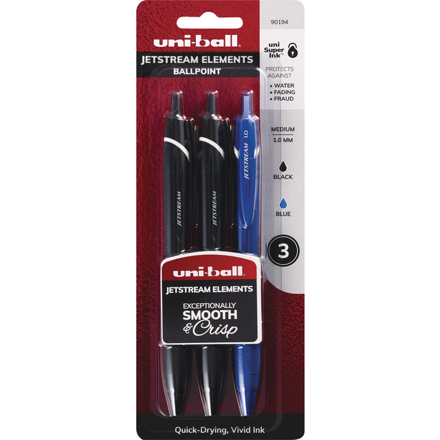 slide 1 of 1, Uni-Ball Jetstream Elements Ballpoint Pens, 3 Ct, 3 ct