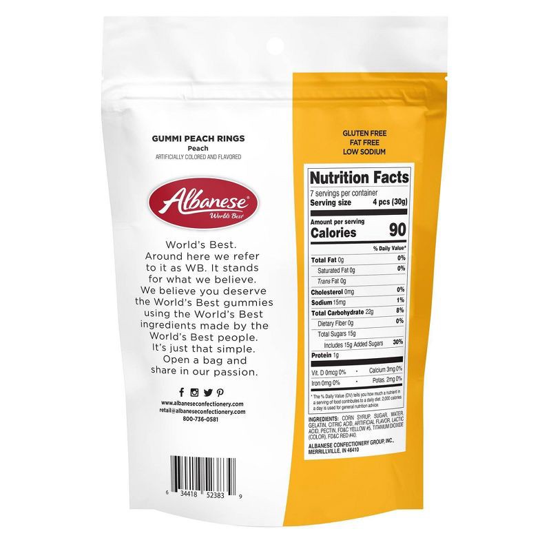 slide 2 of 6, Albanese Worlds Best Candy Gummi Peach Rings - 8oz, 8 oz