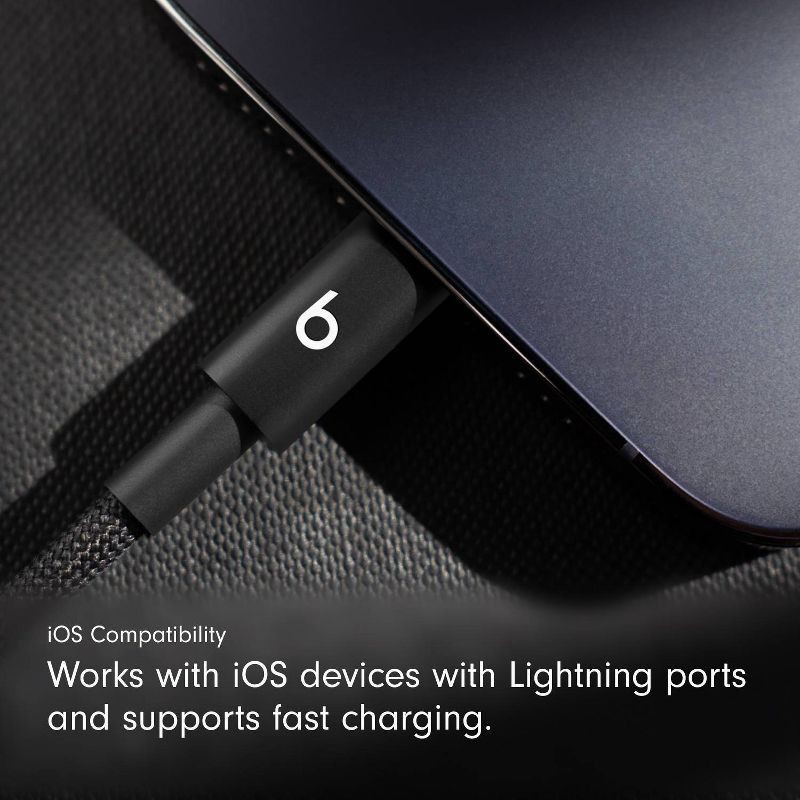 slide 4 of 10, Beats USB-C to Lightning Woven Cable (1.5 m) - Bolt Black, 1 ct
