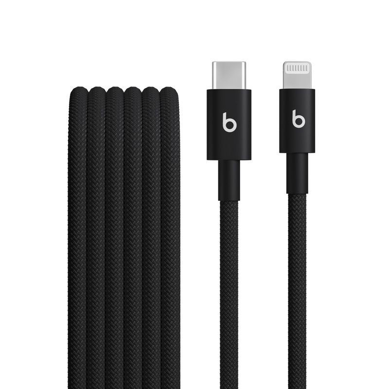 slide 1 of 10, Beats USB-C to Lightning Woven Cable (1.5 m) - Bolt Black, 1 ct