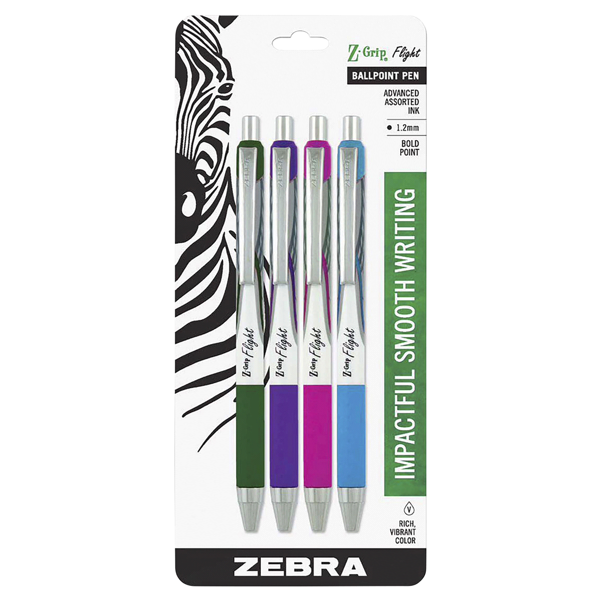 slide 1 of 1, Zebra Zgrip Flight Bold Point Pen Multicolor, 4 ct