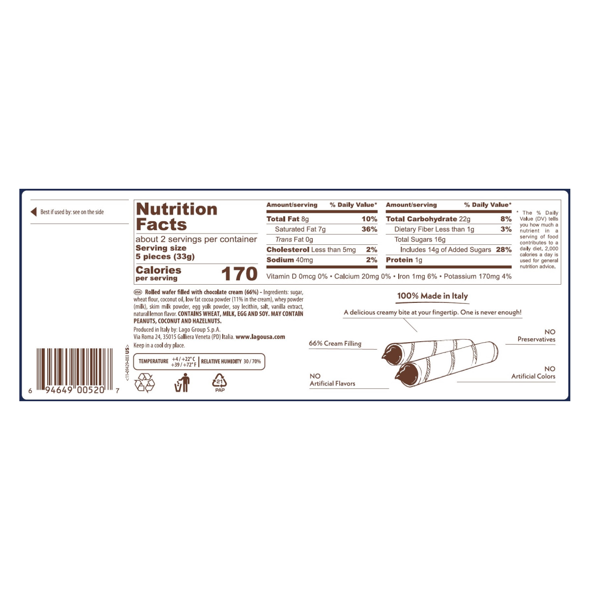 slide 3 of 3, Gastone Lago Lago Roll Break Chocolate, 2.82 oz