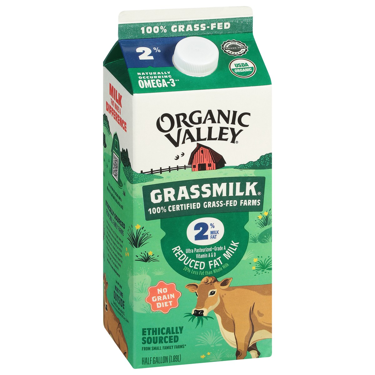 slide 2 of 9, Organic Valley Reduced Fat Grassmilk, 
