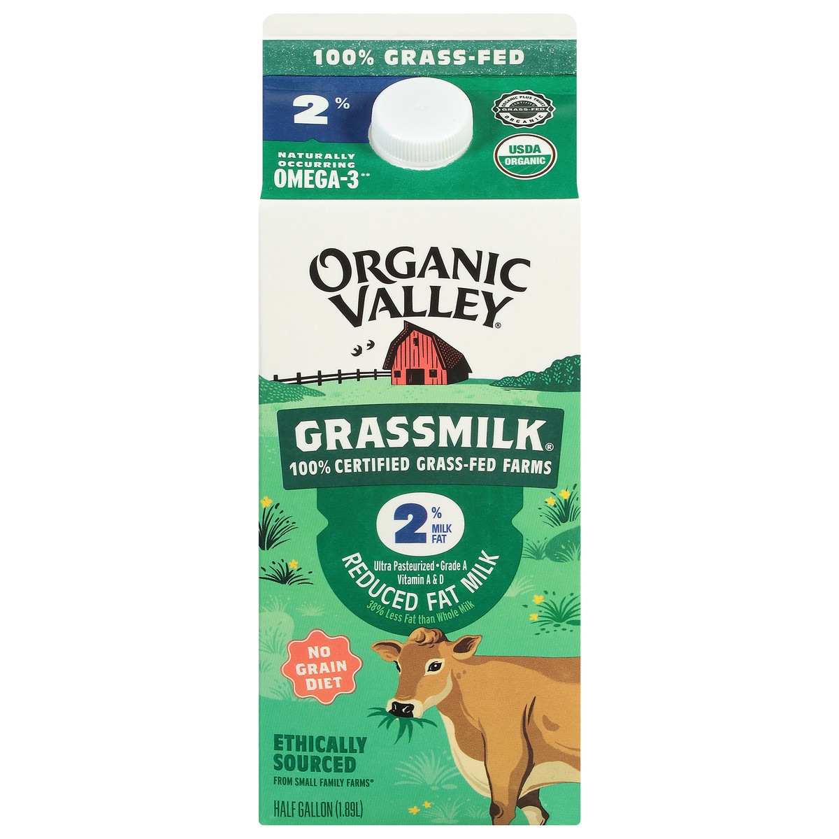 slide 1 of 9, Organic Valley Reduced Fat Grassmilk, 