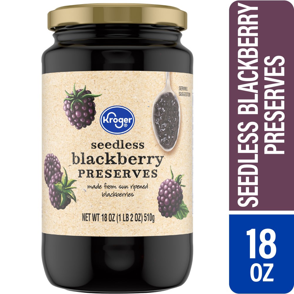 slide 1 of 3, Kroger Blackberry Seedless Preserves, 18 oz