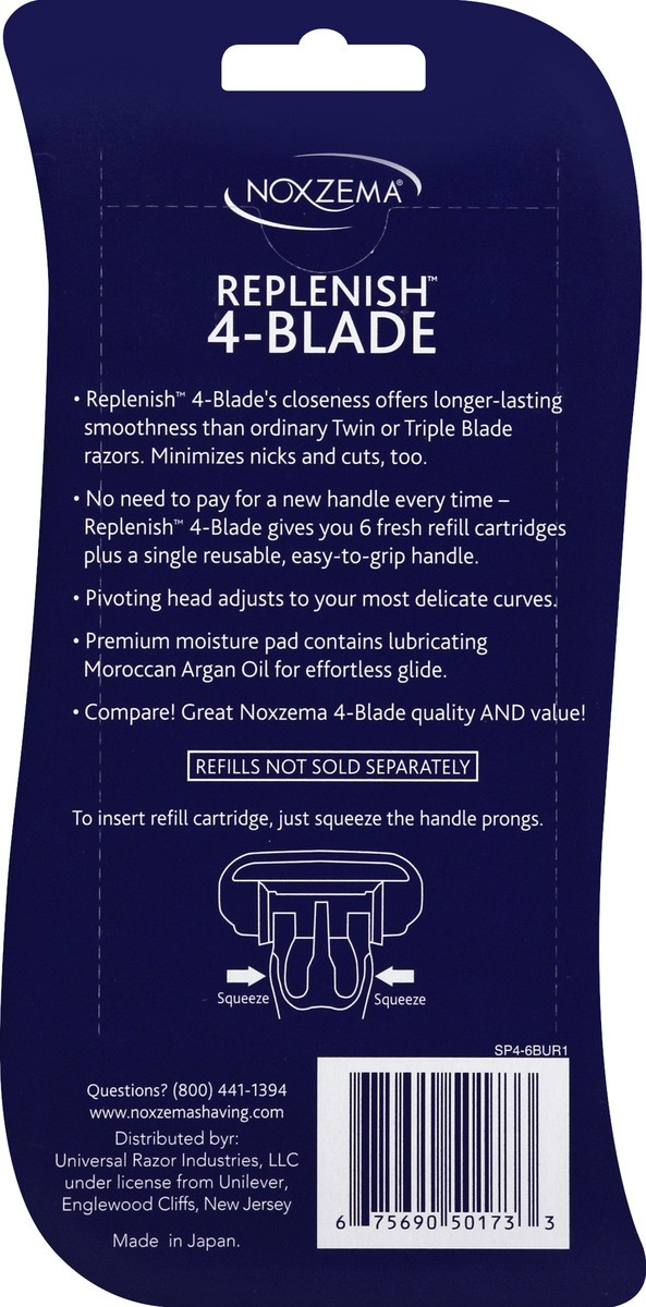 slide 6 of 6, Noxzema Replenish 4-Blade Value Pack, 6 ct