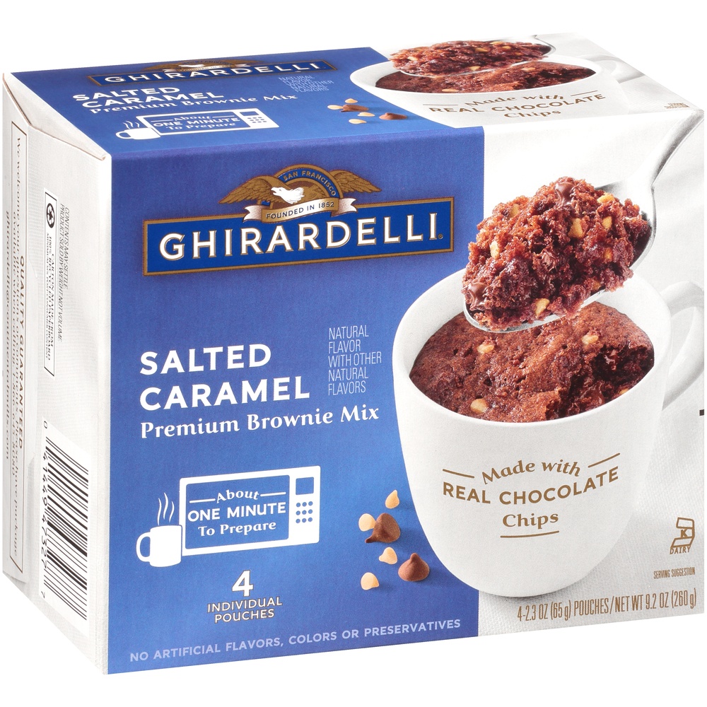 slide 2 of 8, Ghirardelli Ghirardelli Salted Caramel Premium Brownie Mug Mix 4 - 2.3 Oz Pouches, 4 ct; 2.3 oz